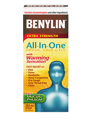 Benylin All-in-One Extra Strength Warming Syrup for Cold, Flu & Cough, 250 ML