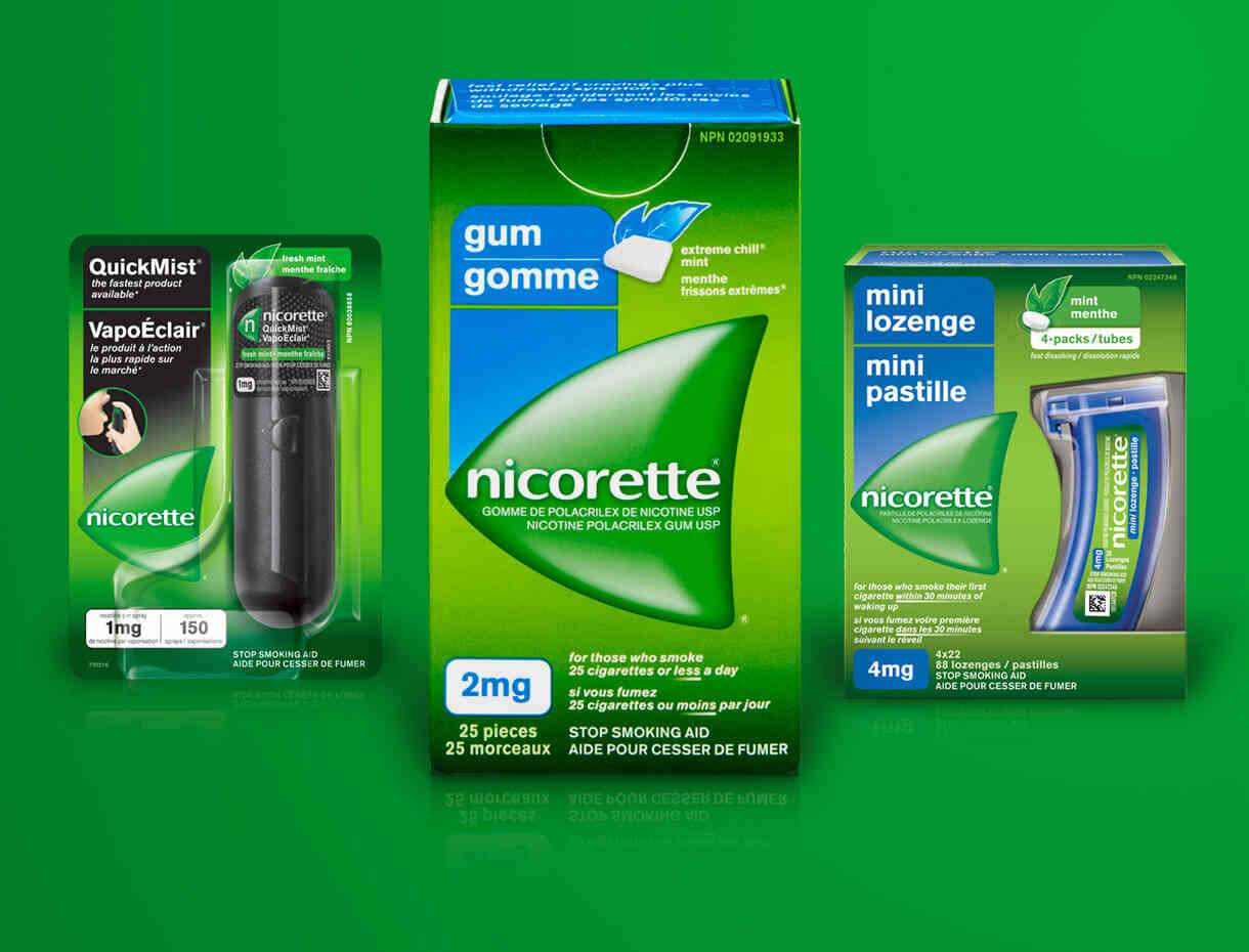 Nicorette QuickMist, Extreme Chill Mint Gum and Mini Mint Lozenges