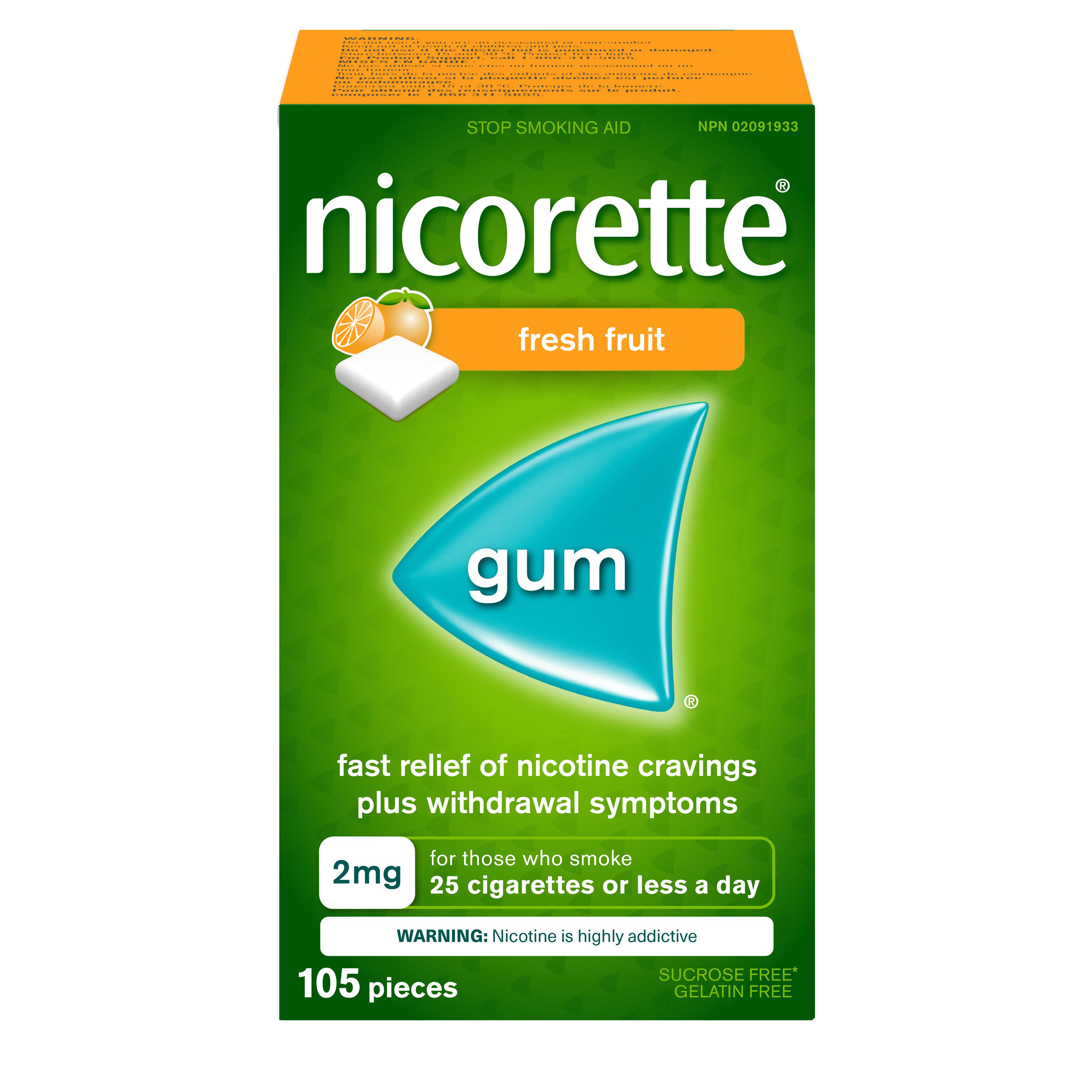 NICORETTE® Smoking Cessation Gum, fresh fruit, 2mg, 105 pieces