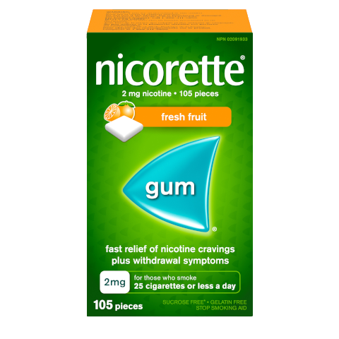 NICORETTE® Smoking Cessation Gum, fresh fruit, 2mg, 105 pieces