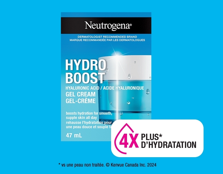 Photo de face du gel-crème Neutrogena® Hydro Boost pour peau normale à grasse indiquant une nouvelle formule