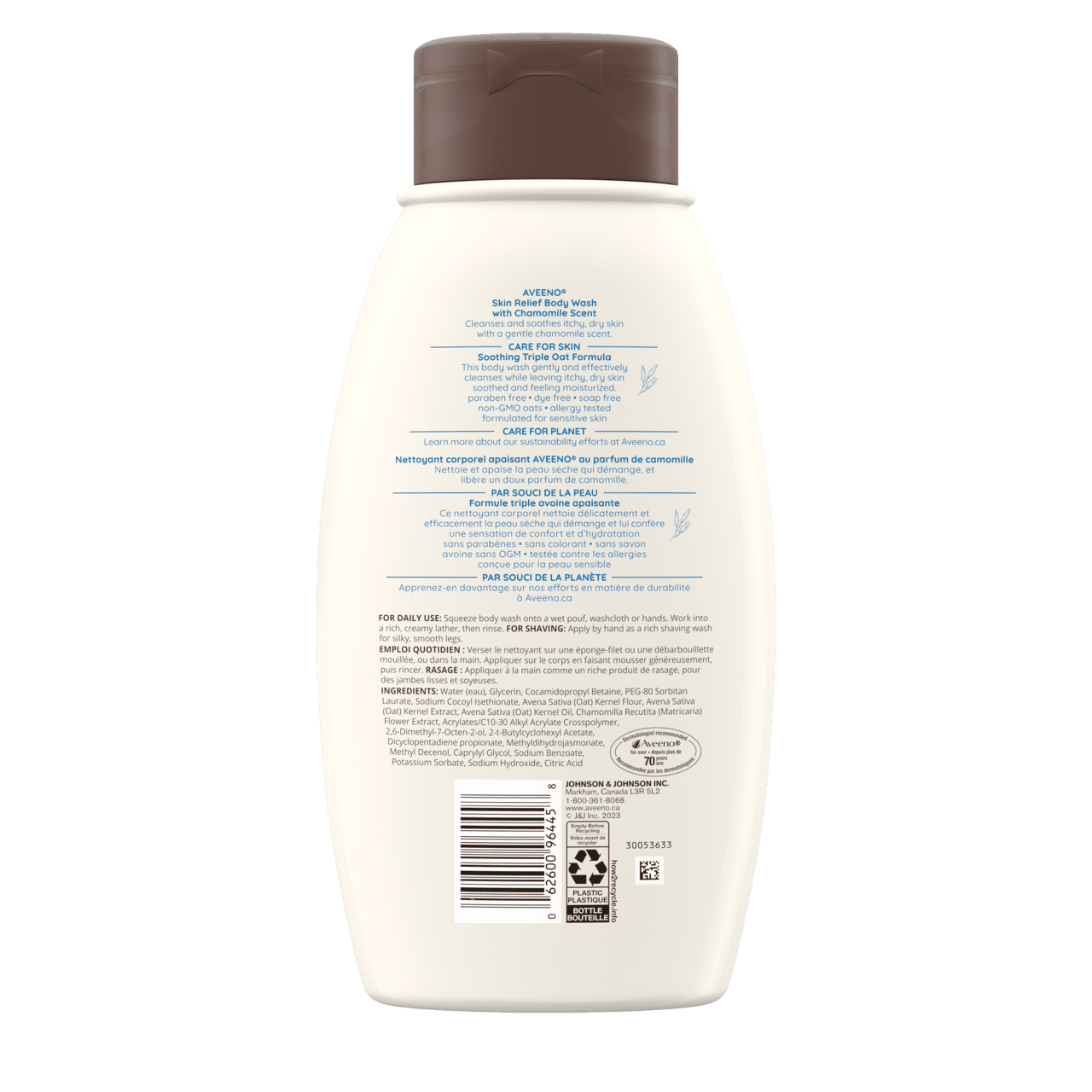 Back Shot of AVEENO® Skin Relief Gentle Scent Body Wash Chamomile