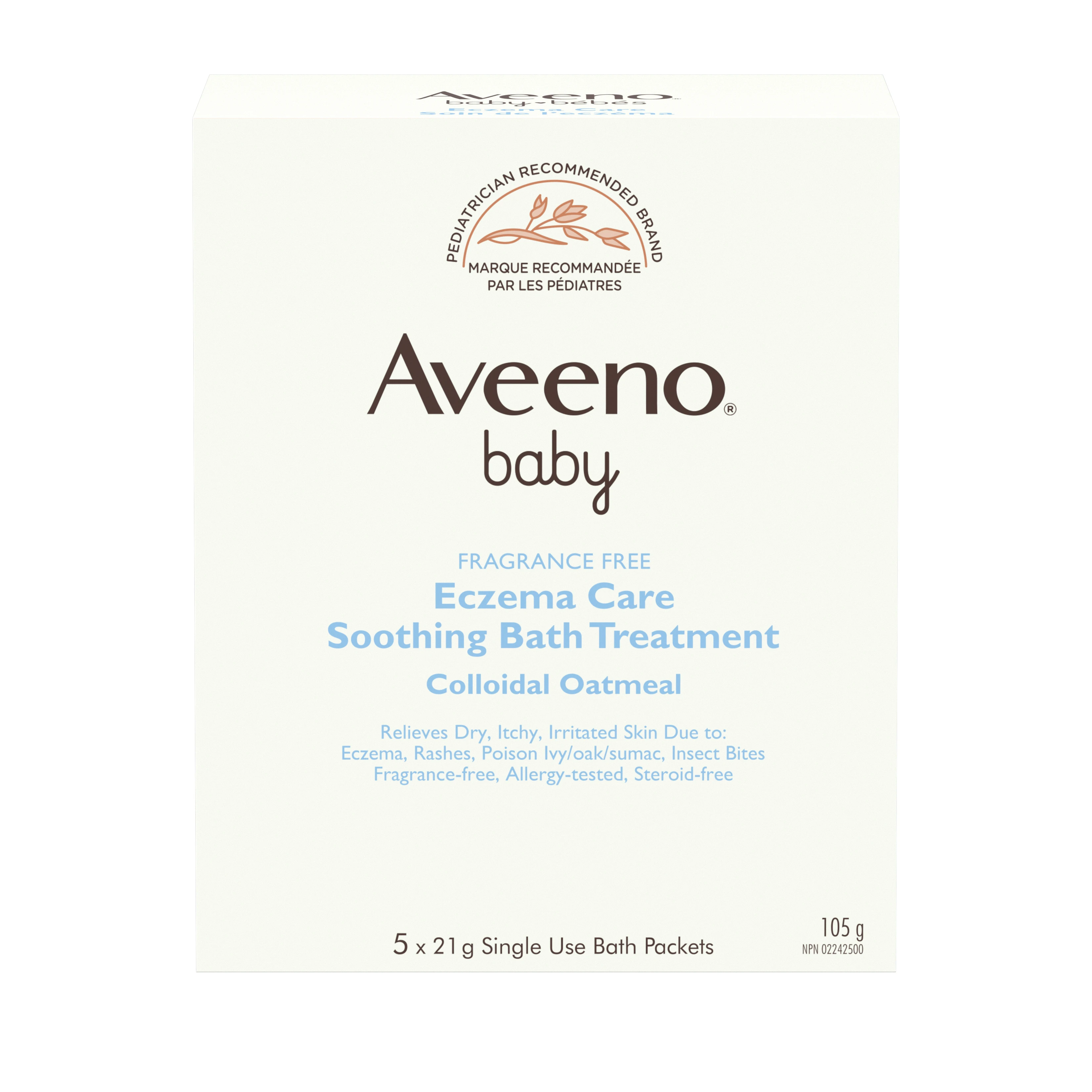 AVEENO® BABY Eczema Care Soothing Bath Treatment, Fragrance-free, 5 x 21g bath packets