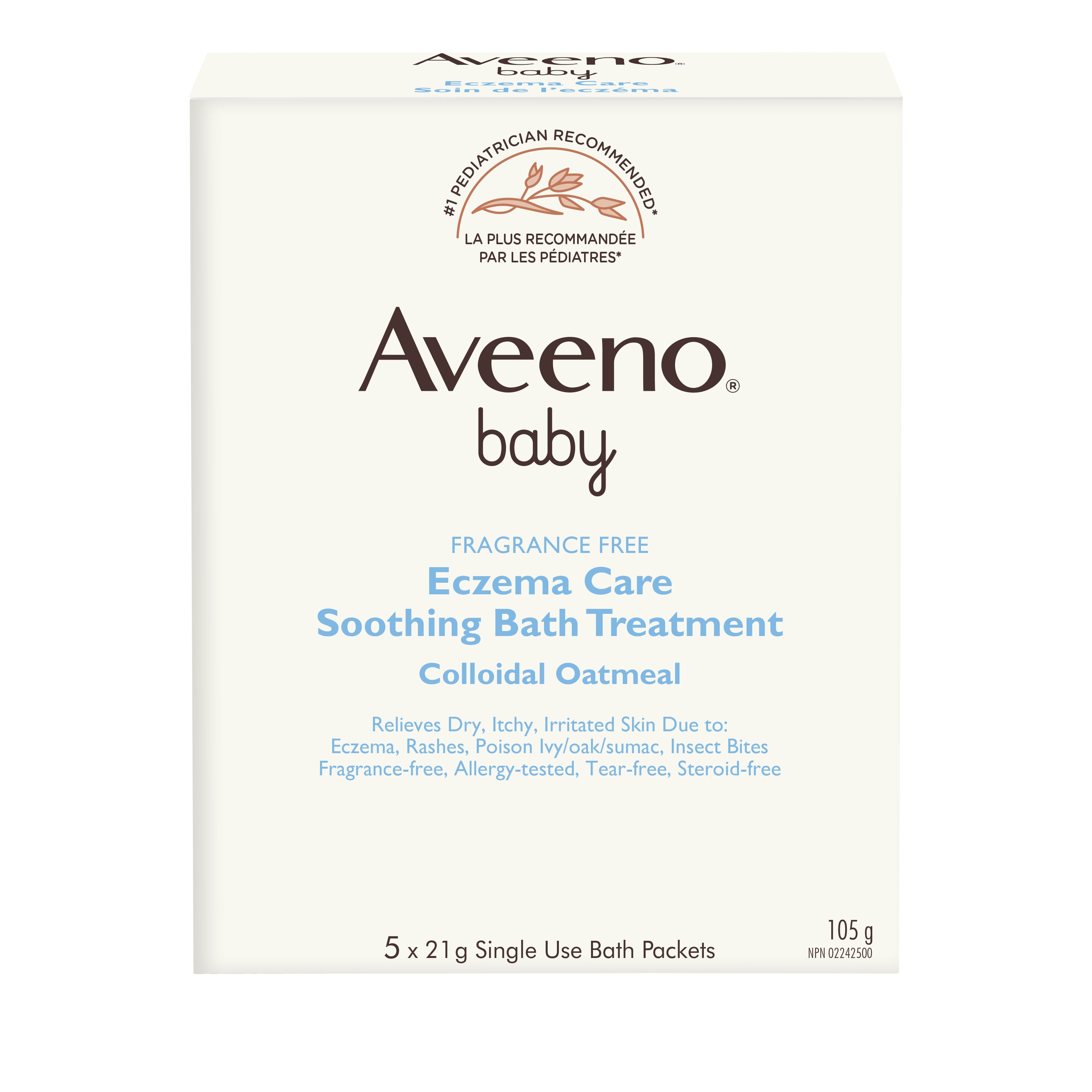 AVEENO® BABY Eczema Care Soothing Bath Treatment, Fragrance-free, 5 x 21g bath packets