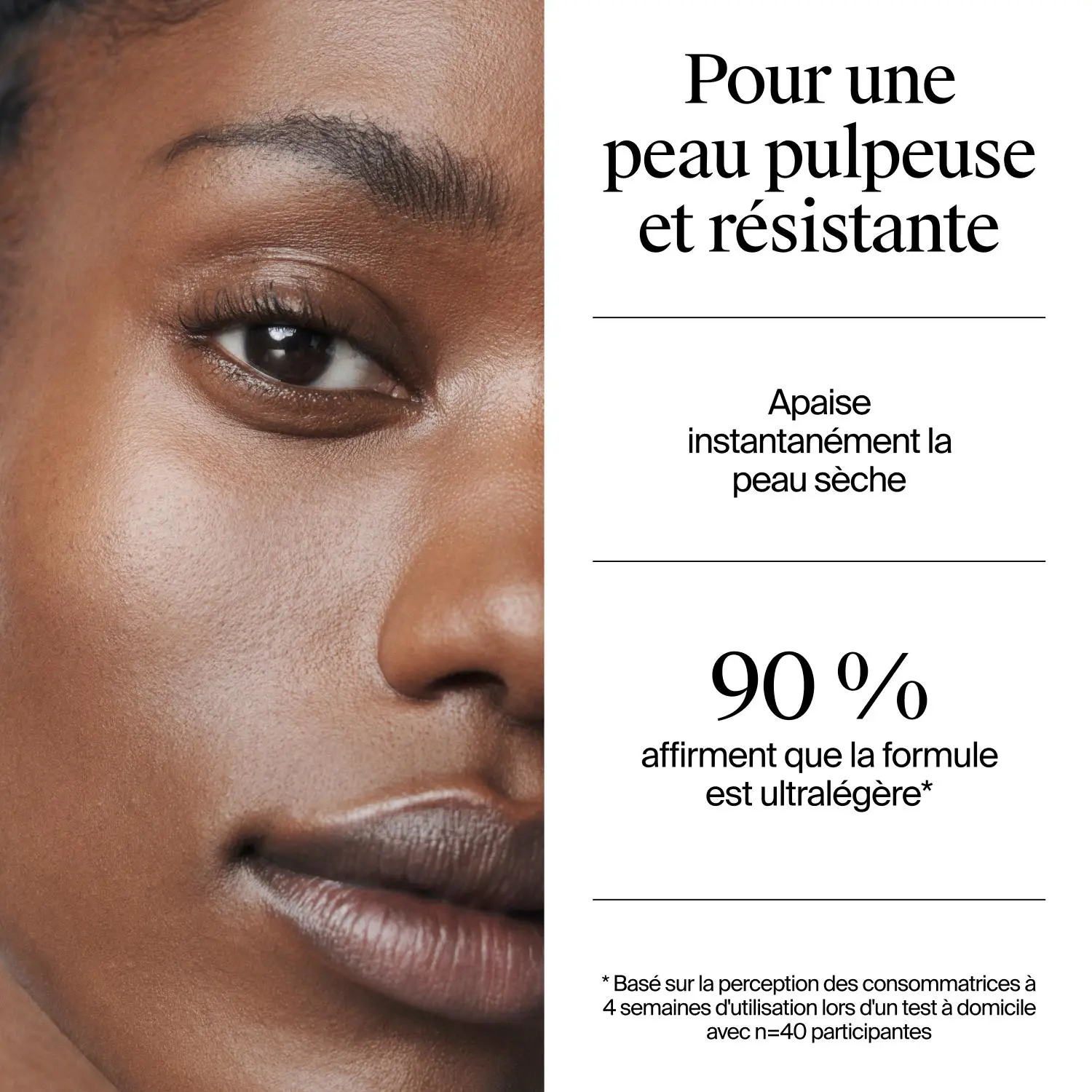 Les résultats des tests à domicile montrent que 90 % des personnes interrogées trouvent que le gel-crème Neutrogena Hydro Boost pour peaux très sèches est léger