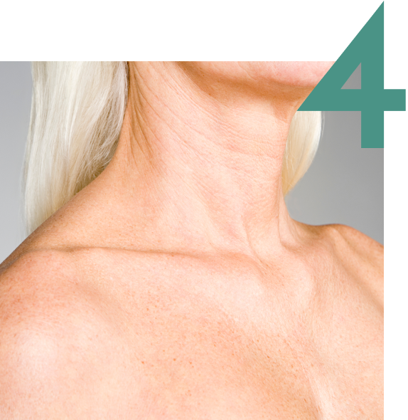 Person's collarbone area with the number four