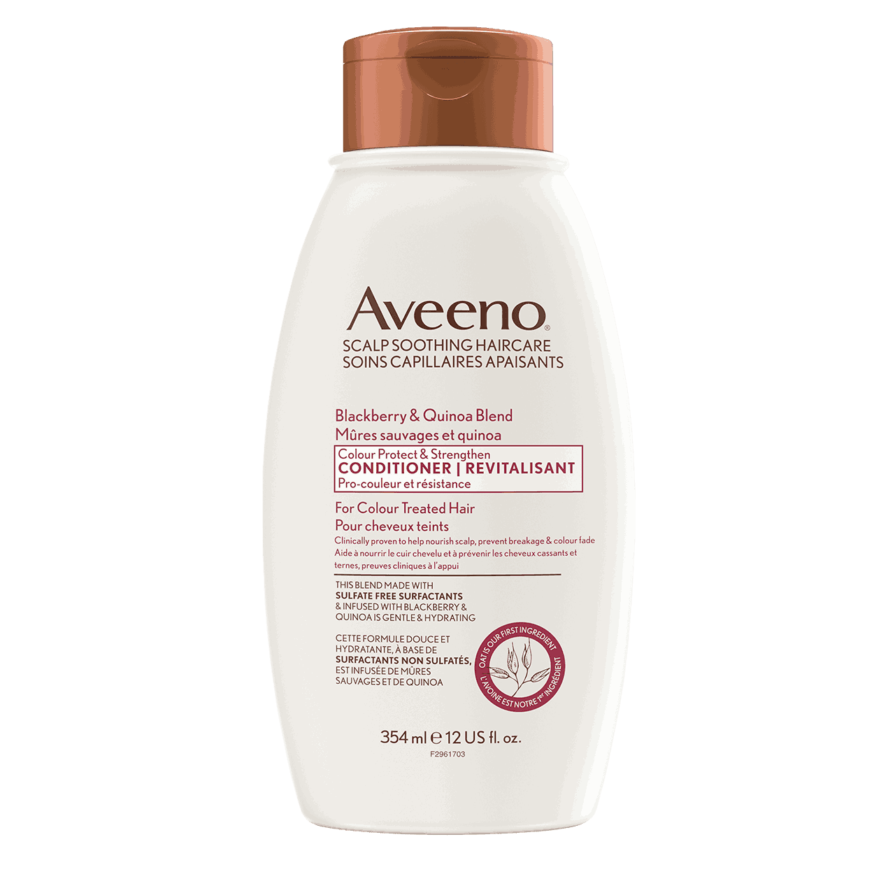 AVEENO® Blackberry Quinoa Blend Conditioner, 354ml bottle, back label