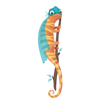 Personnage Léon le caméléon de l’escouade P’tits soins d’Aveeno Kids