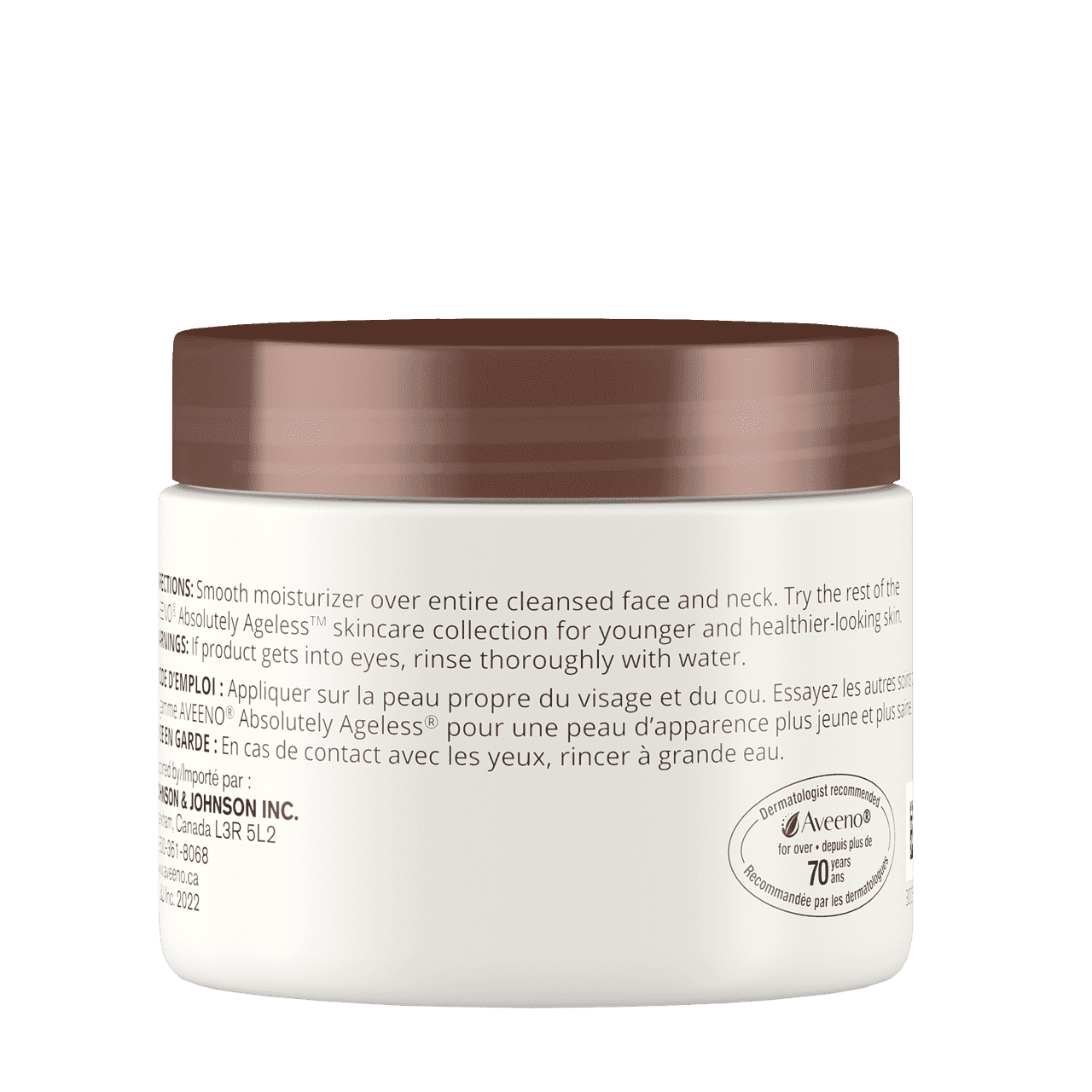 Panneau arrière du pot de la crème pour la nuit AVEENO® Absolutely Ageless