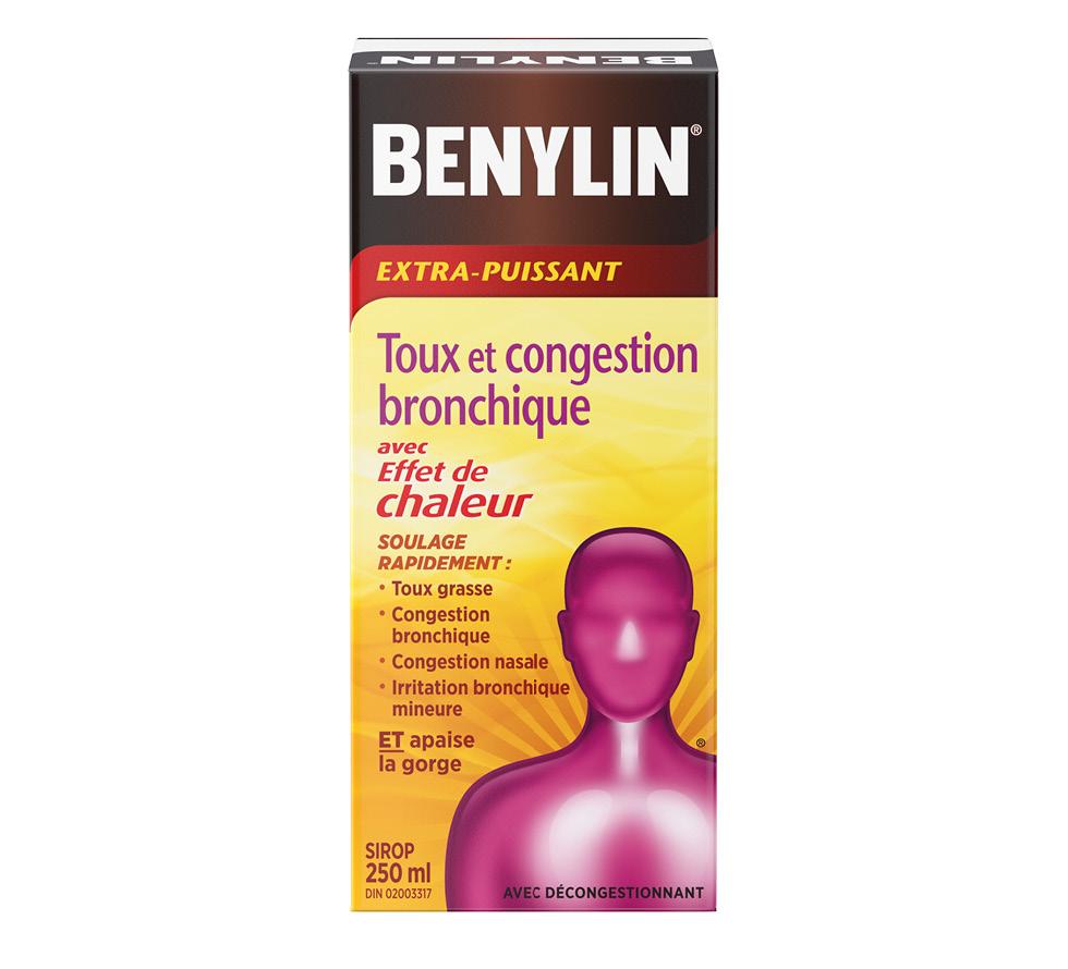 Sirop BENYLIN® Extra-puissant Toux et congestion bronchique avec effet de chaleur, 250 ml. Soulage : Toux avec mucosités, congestion bronchique et irritation de la gorge.