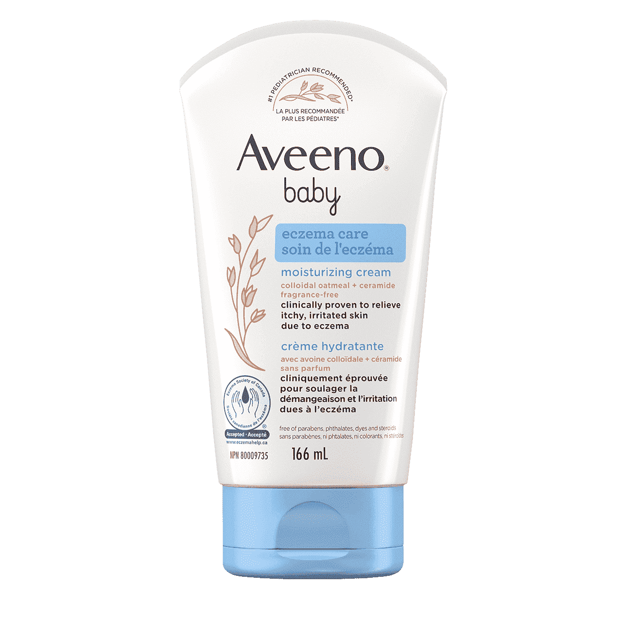 Tube de la crème hydratante pour bébés AVEENO® Soin de l’eczéma, Avoine colloïdale + Céramides, 166 ml