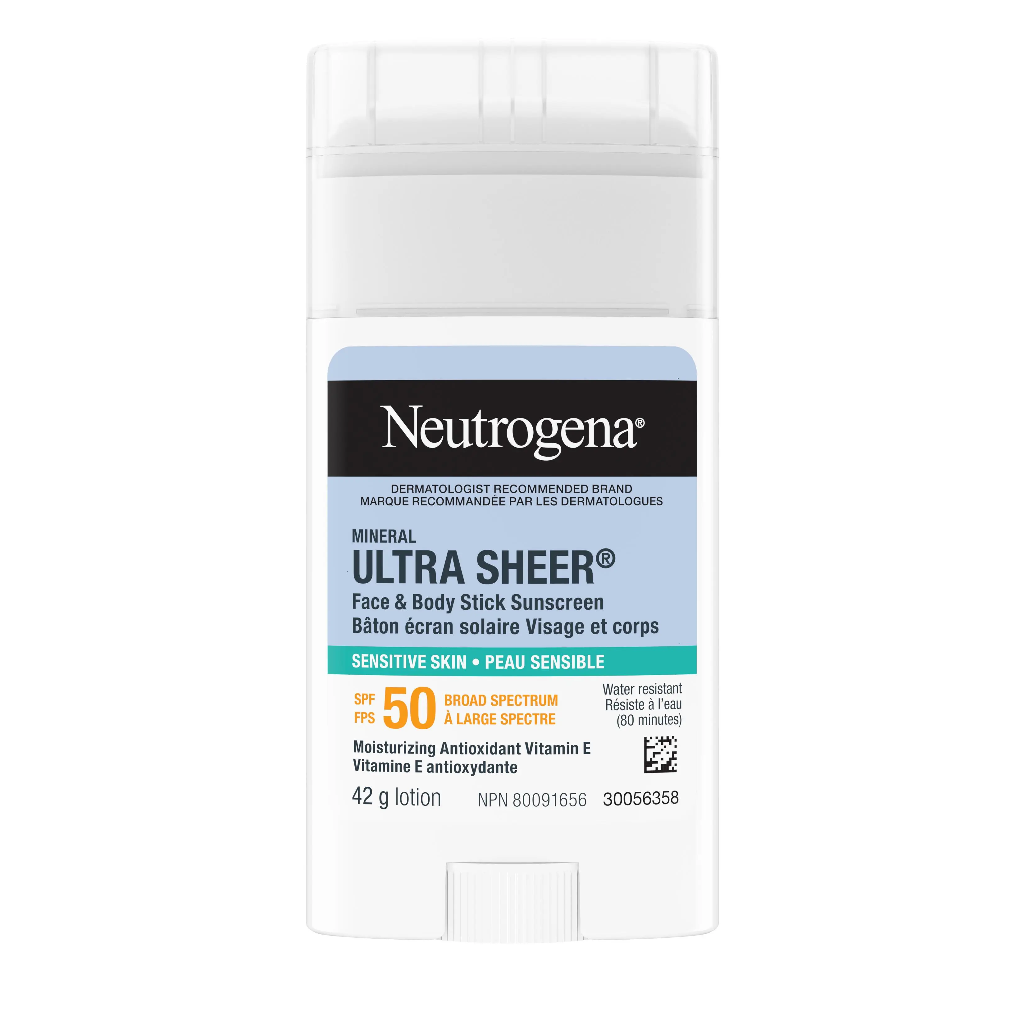 Écran solaire Neutrogena Mineral Ultra Sheer Sec au toucher en bâton Visage et corps avec FPS 50, 42 g