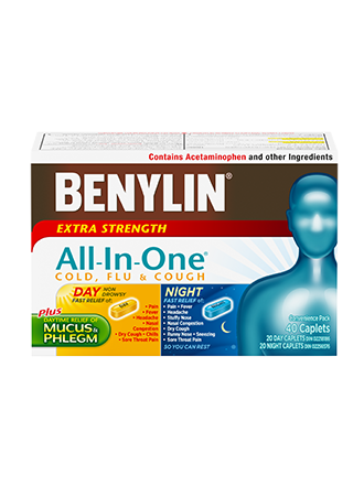 Benylin All-in-One Extra Strength Cold, Flu & Cough Day & Night, 40 Caplets