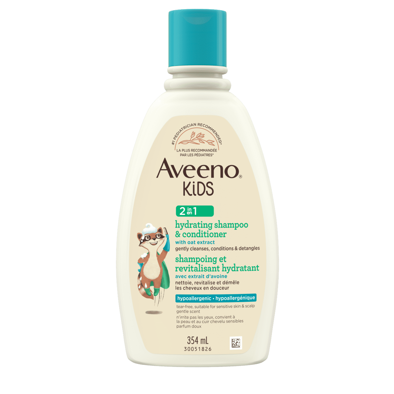 Bottle of AVEENO® Kids Hydrating Shampoo & Conditioner, 354mL