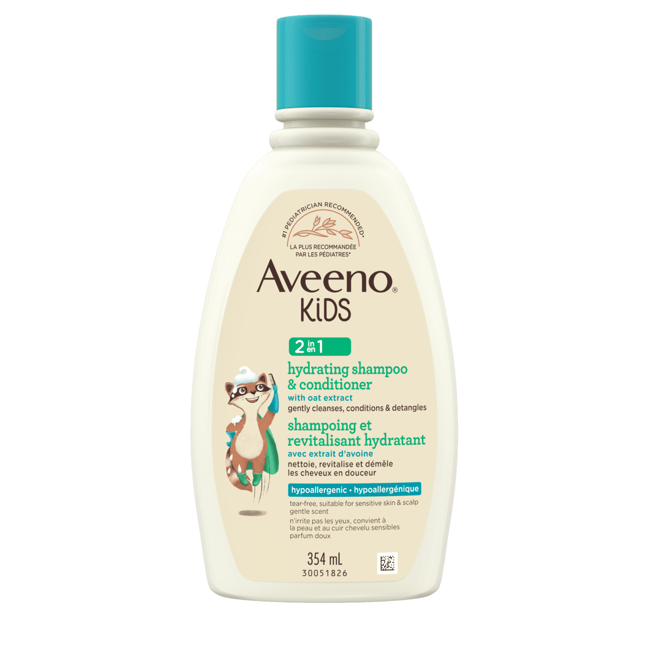 Bottle of AVEENO® Kids Hydrating Shampoo & Conditioner, 354mL