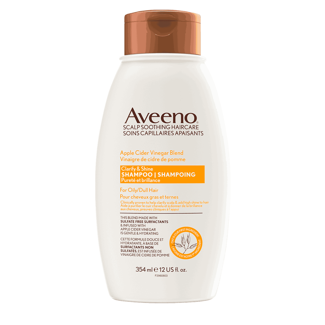 Shampoing AVEENO® Vinaigre de cidre de pomme Pureté et brillance, Flacon de 354 ml