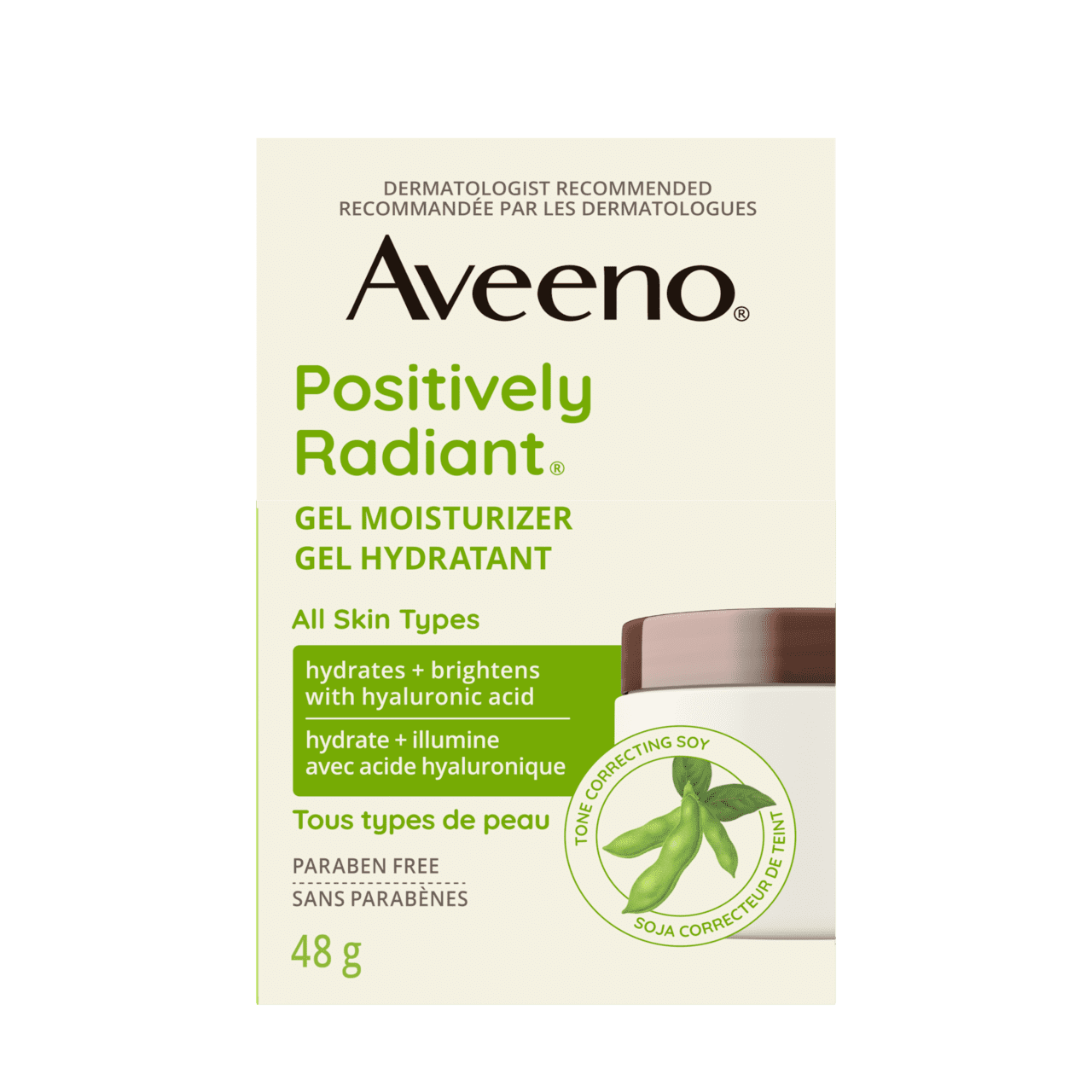 Package of AVEENO® Positively Radiant® Gel Moisturizer, 48g