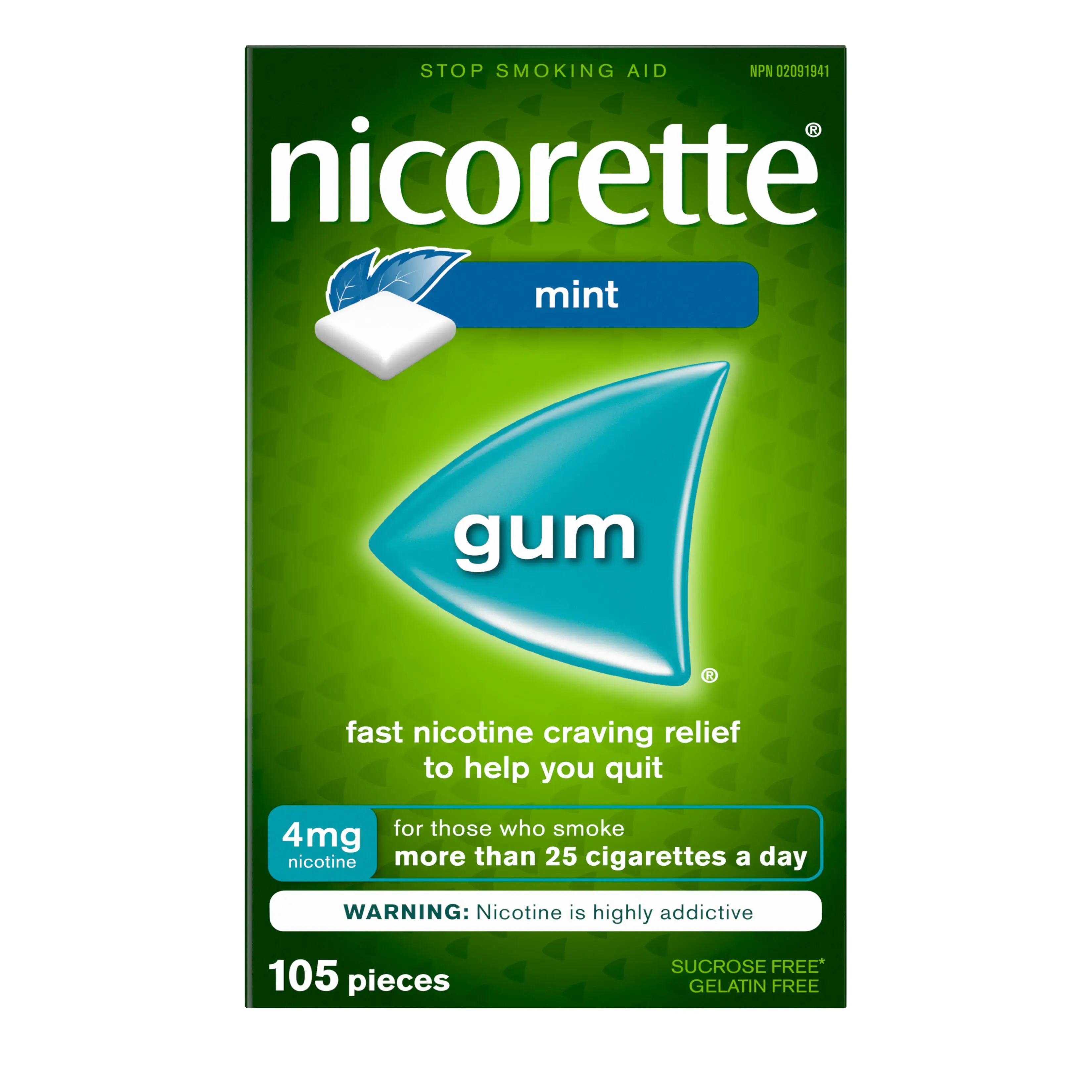NICORETTE® Smoking Cessation Gum, extreme chill mint, 4mg, 105 pieces