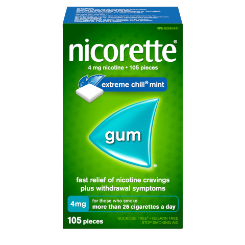 NICORETTE® Smoking Cessation Gum, extreme chill mint, 4mg, 105 pieces