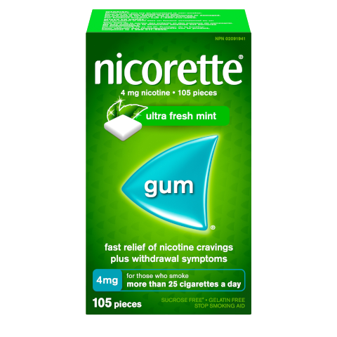 NICORETTE® Smoking Cessation Gum, ultra fresh mint, 4mg, 105 pieces