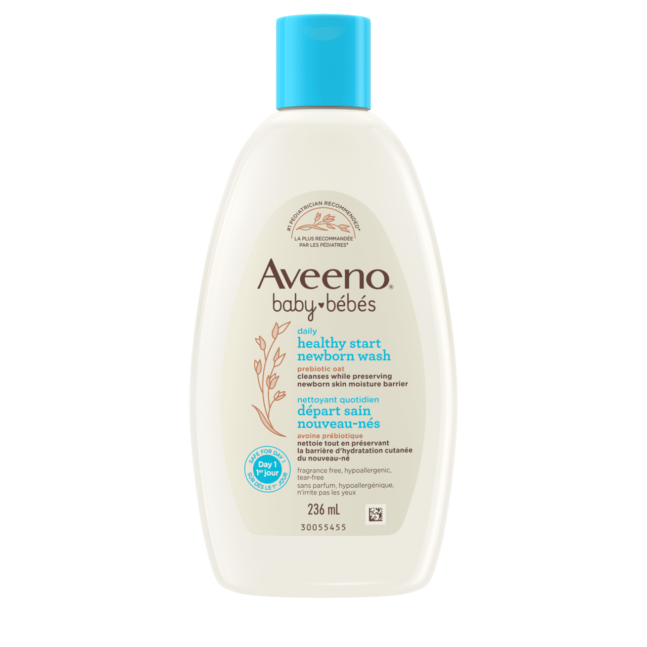 Avant du flacon de 236 ml du nettoyant quotidien Départ sain pour nouveau-nés AVEENO® Bébés