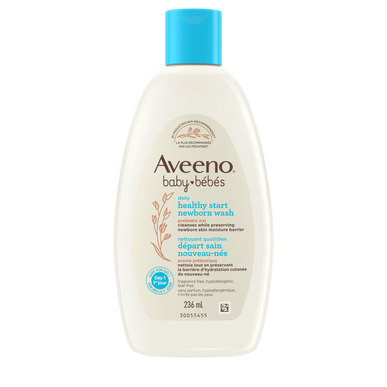 Avant du flacon de 236 ml du nettoyant quotidien Départ sain pour nouveau-nés AVEENO® Bébés