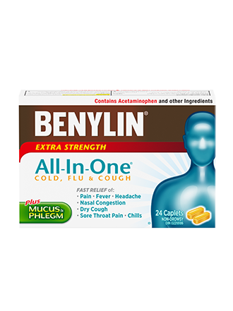 Benylin All-in-One Extra Strength for Cold, Cold, & Flu, 24 Caplets
