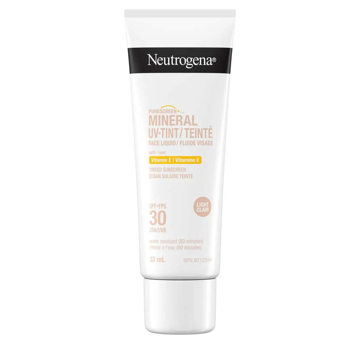 Panneau avant du fluide visage UV-Teinté mineral NEUTROGENA® Purescreen+MC Clair, FPS 30, tube à presser de 32 ml