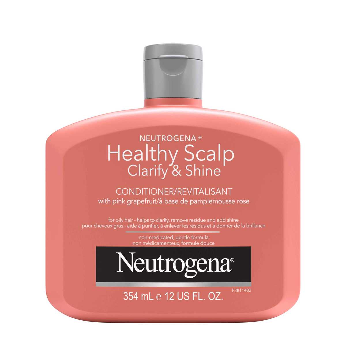 Flacon de 354 ml du revitalisant NEUTROGENA® Healthy Scalp Clarify & Shine au pamplemousse rose