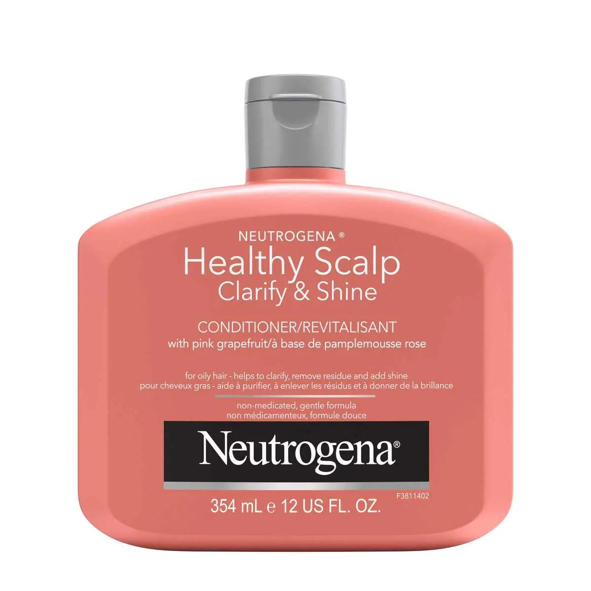 Flacon de 354 ml du revitalisant NEUTROGENA® Healthy Scalp Clarify & Shine au pamplemousse rose