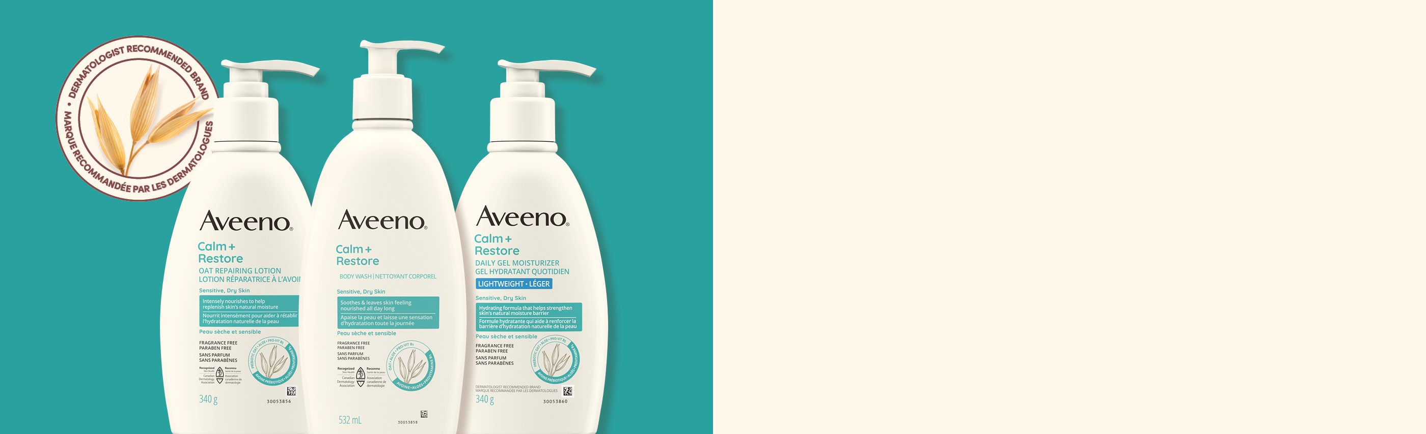 AVEENO® Calm + Restore Body Wash, pump bottle, 532 mL