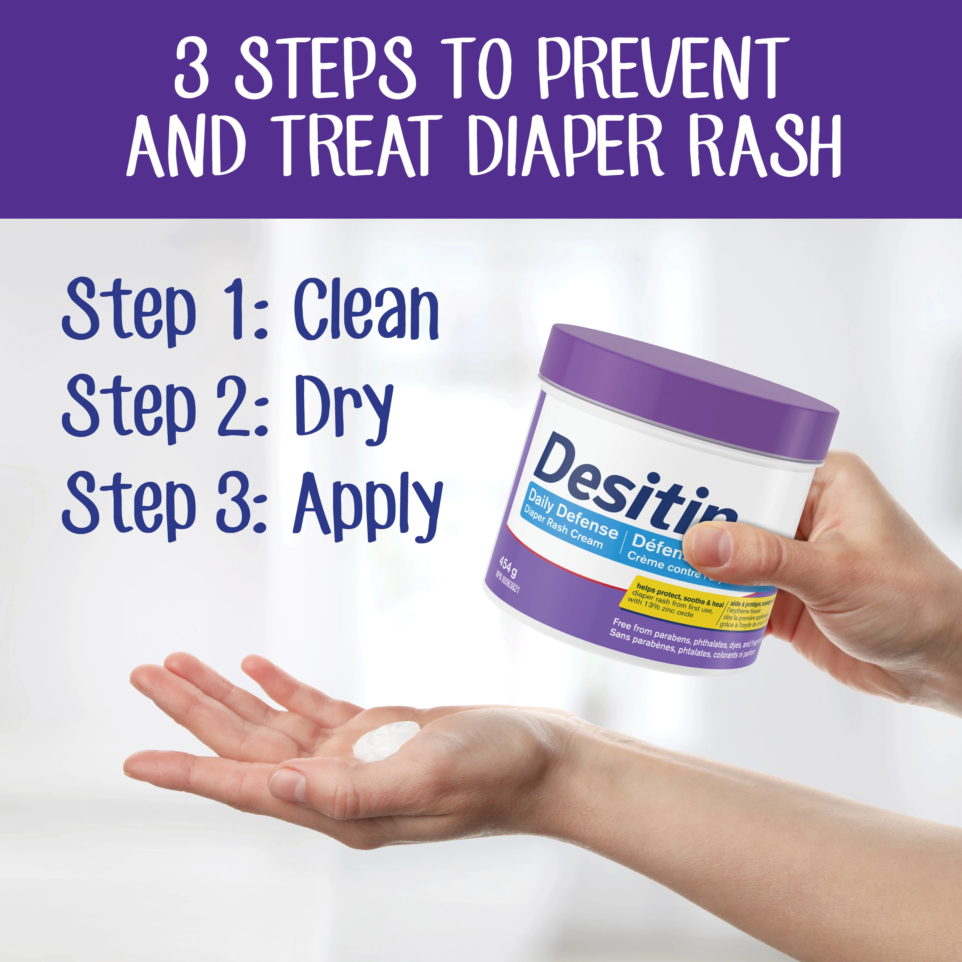 Front shot of Desitin® Daily Defense Diaper Rash Cream  packaging ​