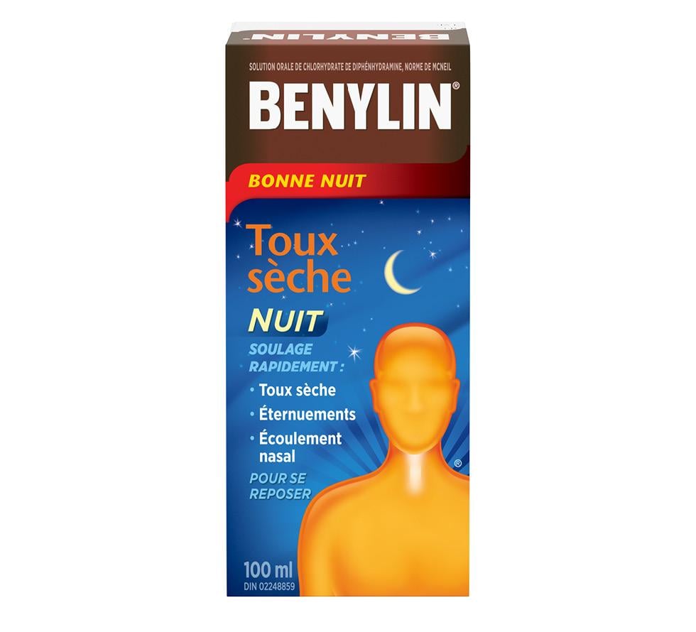 Sirop BENYLIN® Bonne nuit Toux sèche, Nuit, 100 ml. Soulage : Toux sèche pour se reposer.