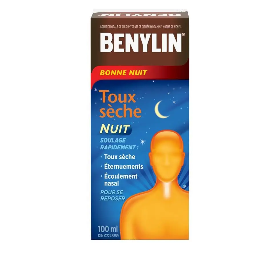 Sirop BENYLIN® Bonne nuit Toux sèche, Nuit, 100 ml. Soulage : Toux sèche pour se reposer.