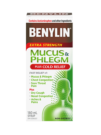 Benylin Extra Strength Mucus & Phlegm Syrup with Cold Relief, 180 ML