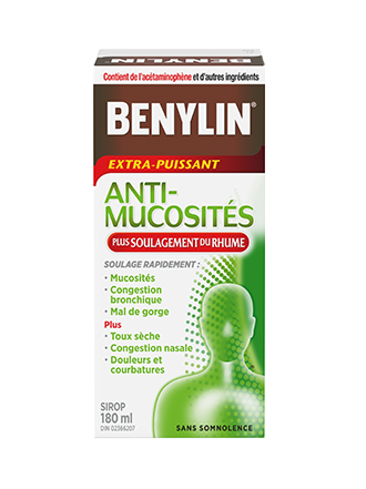 Benylin Extra-puissant Anti-mucosités Plus Soulagement du rhume, sirop, 180 ml