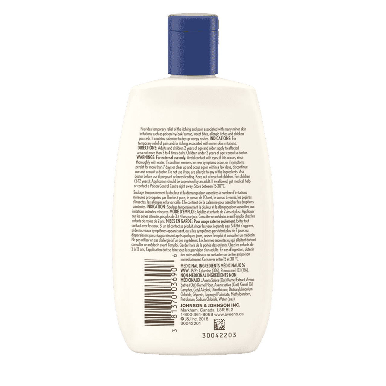 Lotion anti-démangeaison AVEENO®, Panneau arrière du falcon de 118 ml