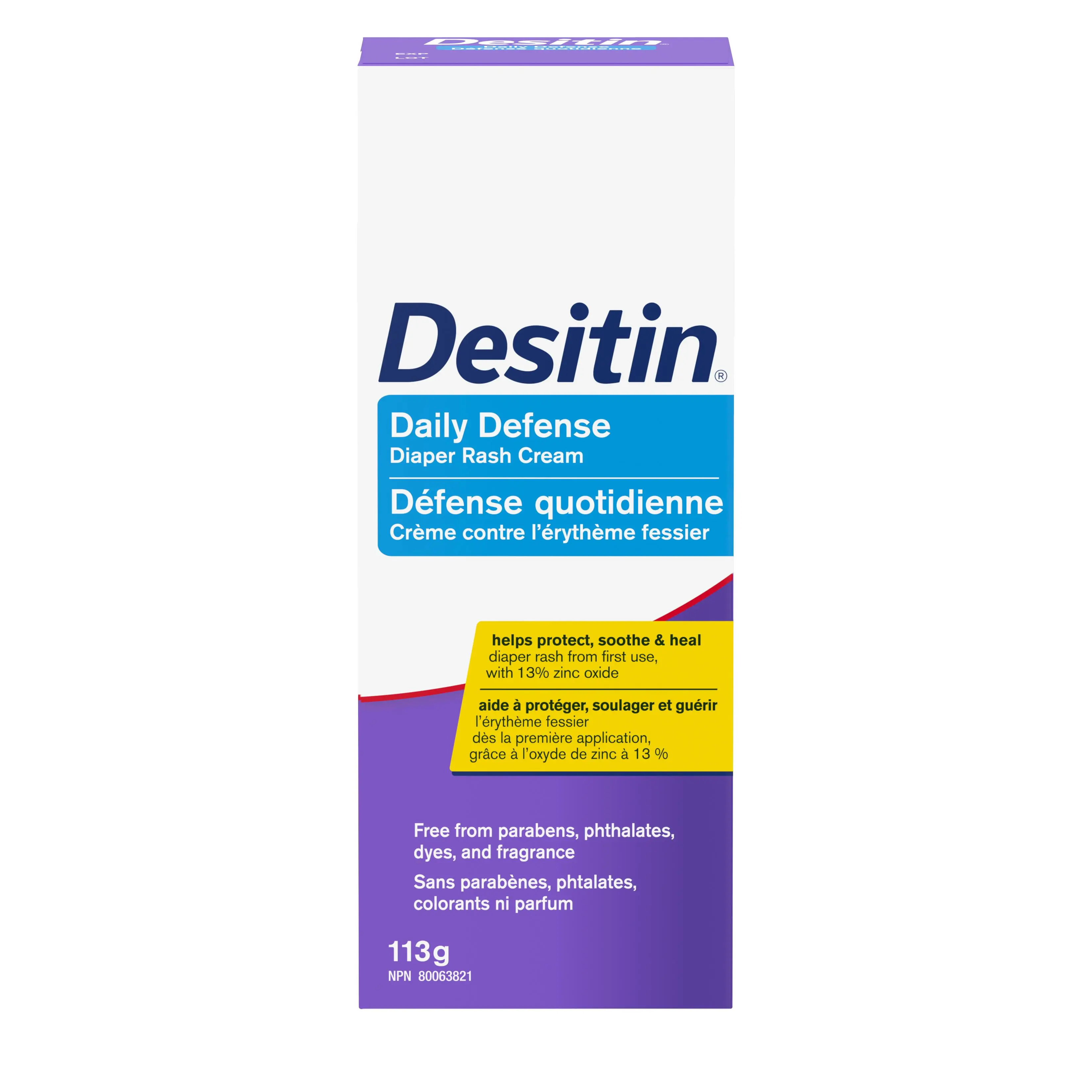  Front shot of Desitin® Daily Defense Diaper Rash Cream  packaging ​