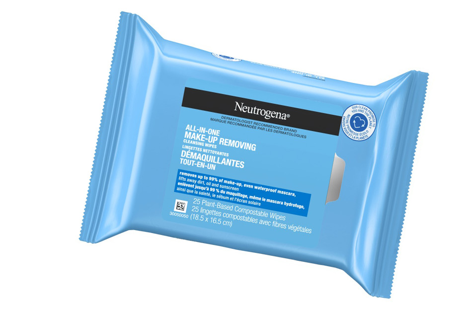 NEUTROGENA® All-in-One Make-Up Removing Cleansing Wipes, Plant Based and Compostable, 25 count