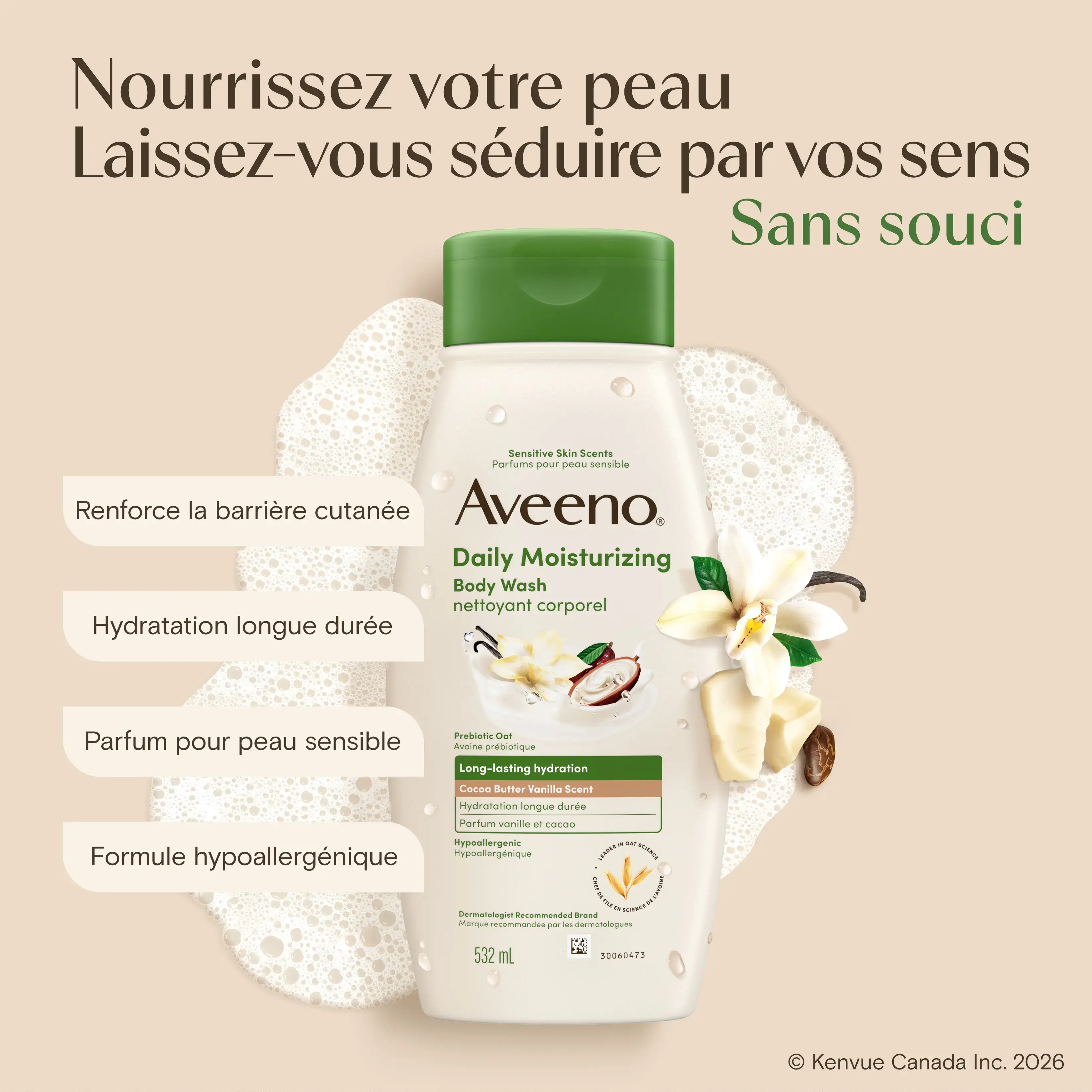 AVEENO Daily MoisturizingMC Body Wash Cocoa Butter Vanilla Scent
