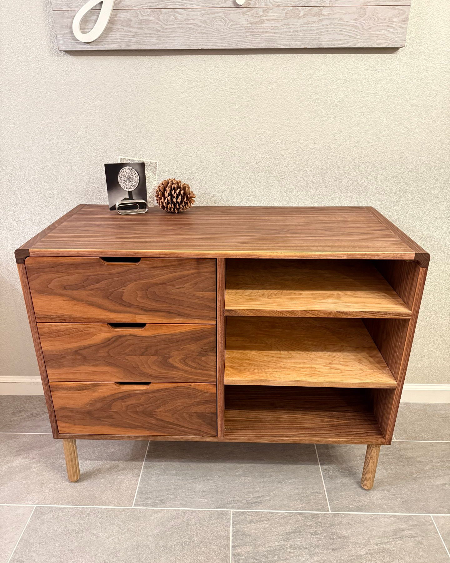 Japanese Style Walnut Side Cabinet