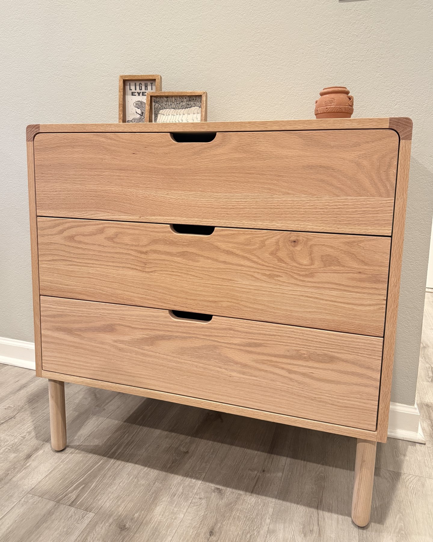 Japanese Style Red Oak 3-Drawer Dresser - Front