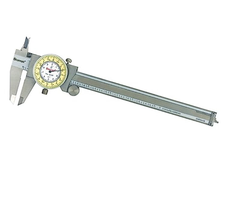 Starrett 120 Series Fractional Dial Calipers for Accurate Measurement with Fitted Plastic Case - White Face, 0-6" Range, -0.002" Accuracy, 0.010" Graduations - 1202F-6