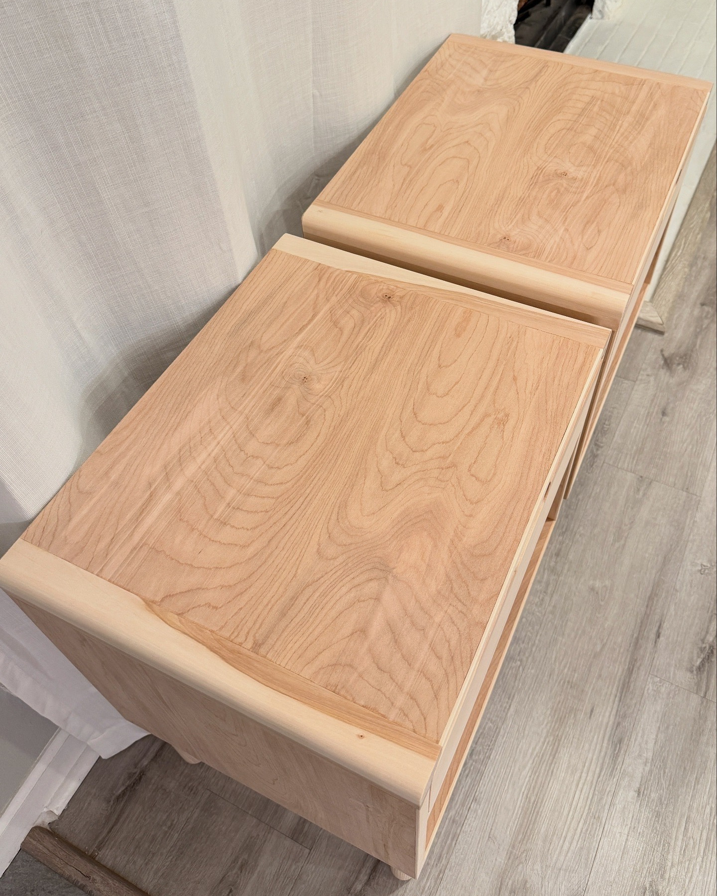 Japanese-Style Birch Nightstand Sets
