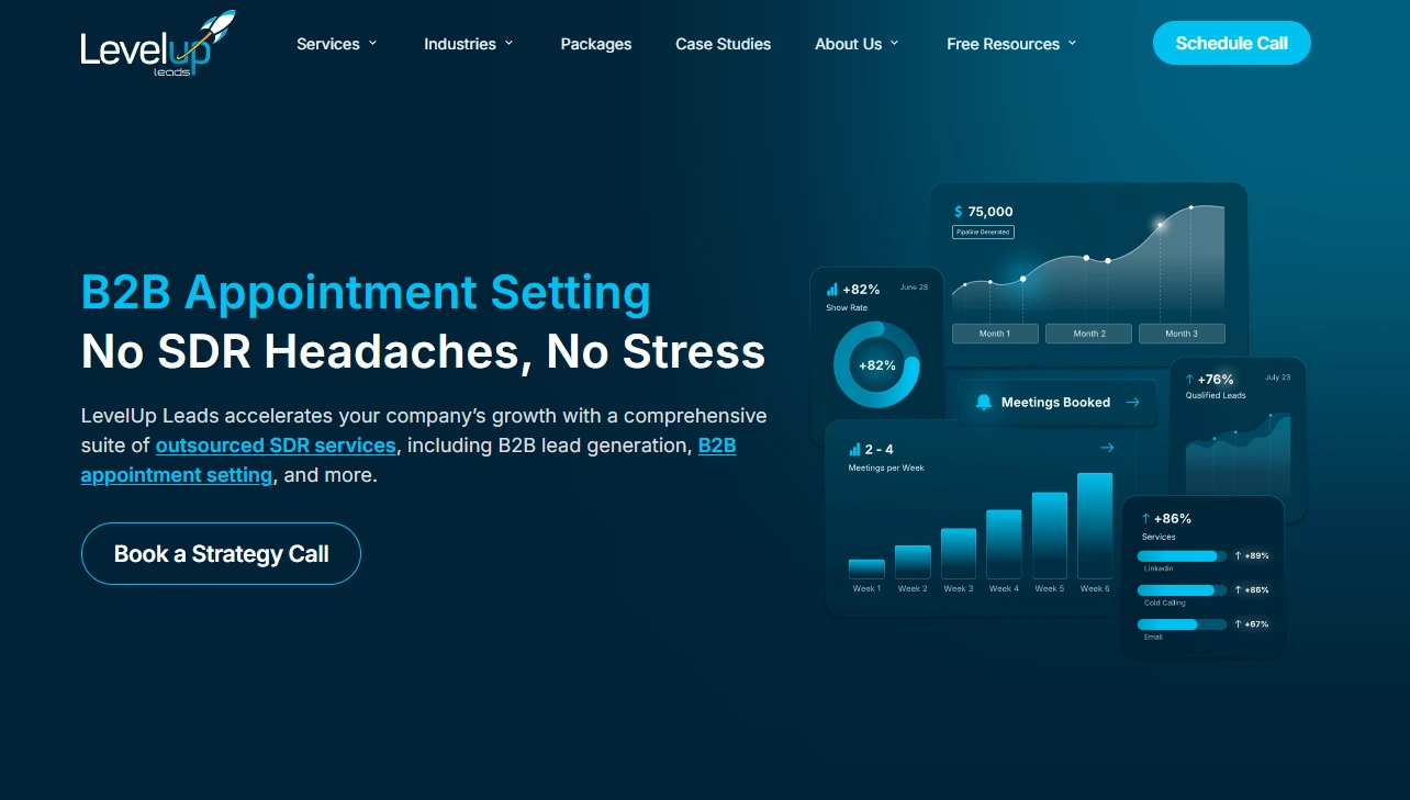 Levelup Leads homepage
