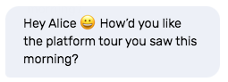 Example of a chatbot greeting script.