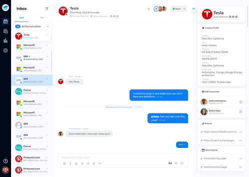 Example of a website chat conversation.