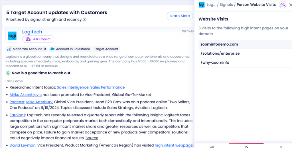 ZoomInfo WebSight Buyer ID tech identifies high-intent website visitors.