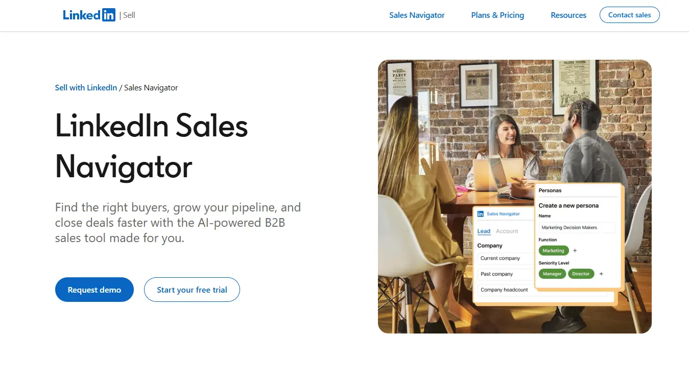 Sales Nav homepage
