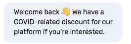 Example of a chatbot greeting script.